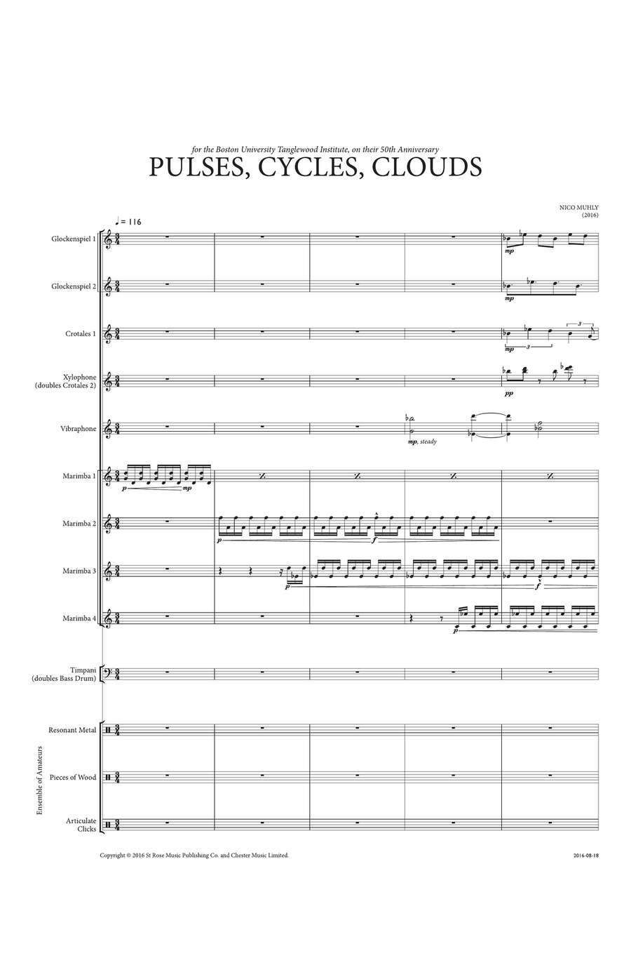 Pulses, Cycles, Clouds (Score) Percussion Ensemble scores gallery preview page 1