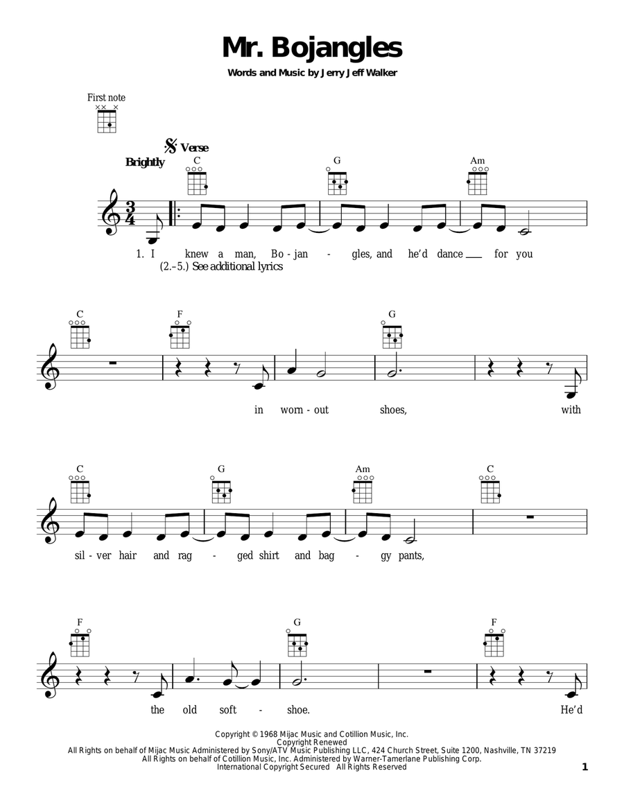Mr. Bojangles Mr. Bojangles Ukulele scores gallery preview page 1