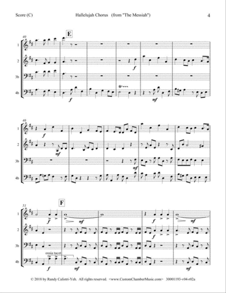 Hallelujah Chorus - Handel Messiah (duet/trio/quartet for strings, woodwind, or mixed) String Orchestra scores gallery preview page 5