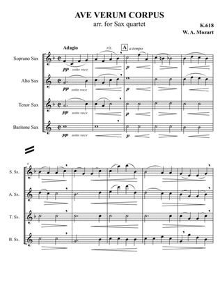 W. A. Mozart - Ave Verum Corpus, arr. for Sax quartet