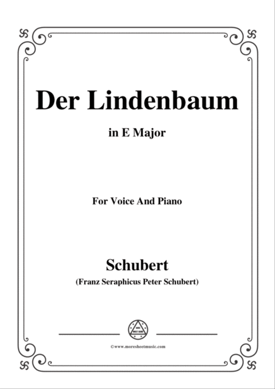 Schubert-Der Lindenbaum,Op.89,No.5,in E Major,for Voice and Piano Voice Solo scores gallery preview page 1