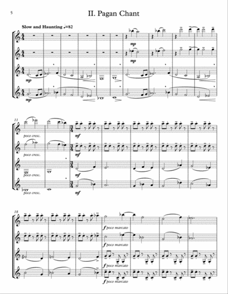 Pagan Dances for Clarinet Quartet or Choir Choir scores gallery preview page 6