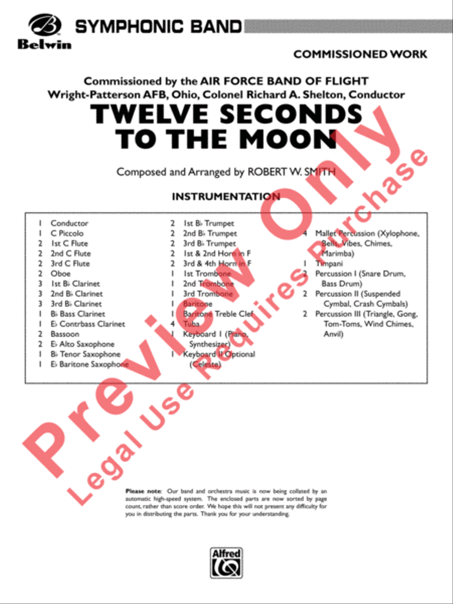 Twelve Seconds to the Moon Concert Band scores gallery preview page 2