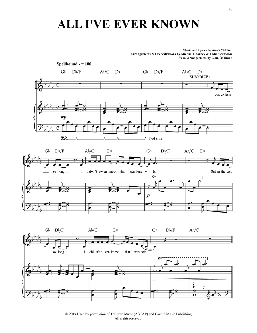 All I've Ever Known (from Hadestown) Voice scores gallery preview page 1