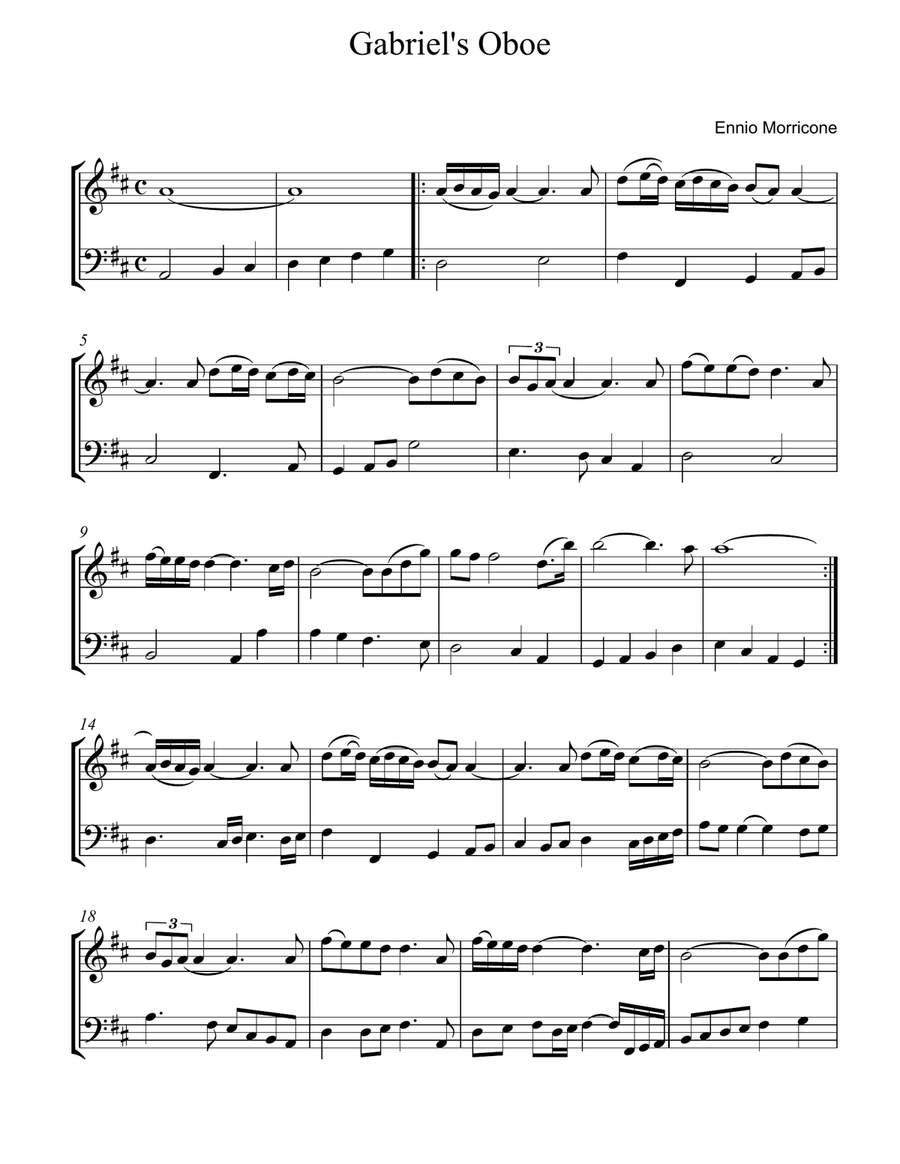 Gabriel's Oboe Cello scores gallery preview page 1