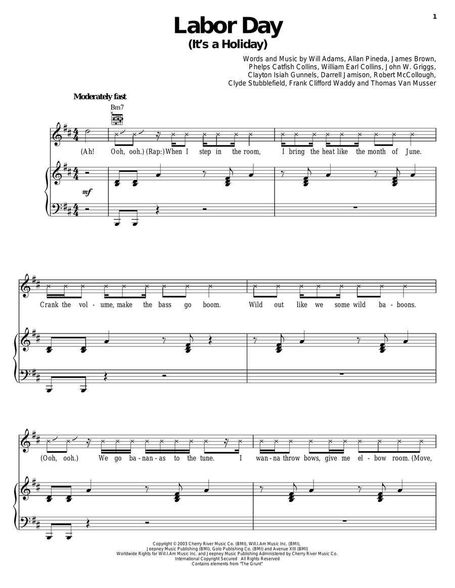 Labor Day (It's A Holiday) Piano, Vocal, Guitar scores gallery preview page 1