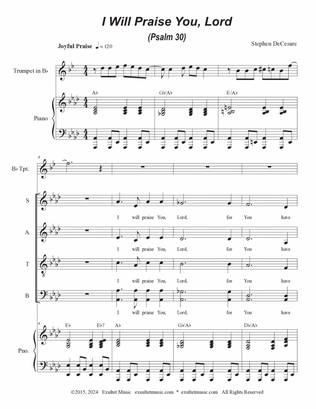 I Will Praise You, Lord (Psalm 30) (Solo with SATB)