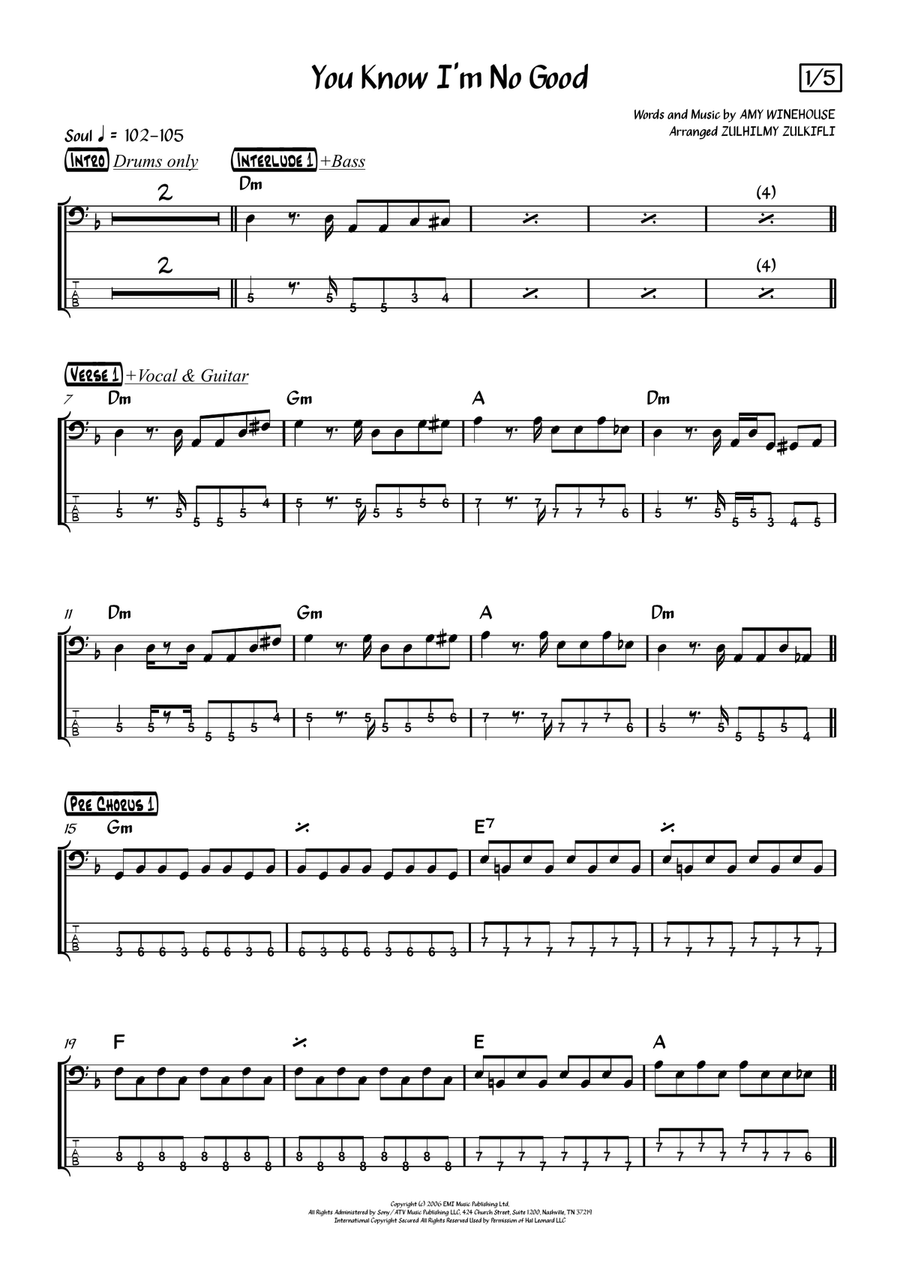 You Know I'm No Good Bass Guitar Tablature scores gallery preview page 4