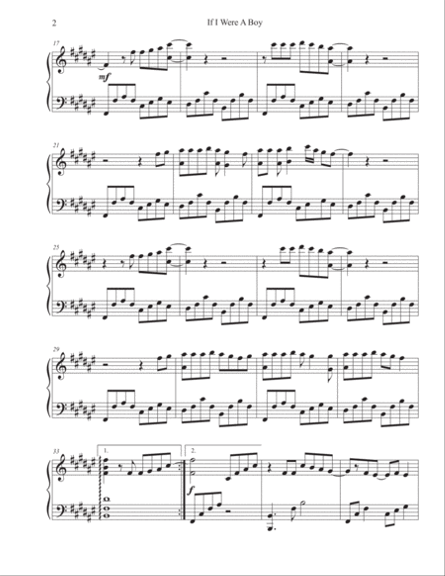 If I Were A Boy Harp scores gallery preview page 2