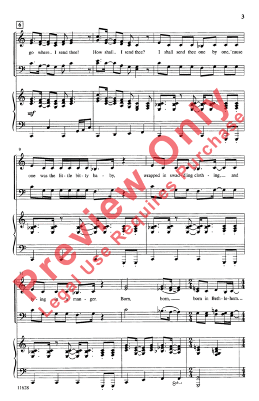 Children, Go Where I Send Thee 4-Part scores gallery preview page 3