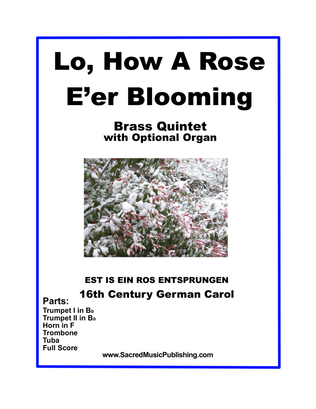Book cover for Lo, How A Rose E’er Blooming - Brass Quintet with Optional Organ