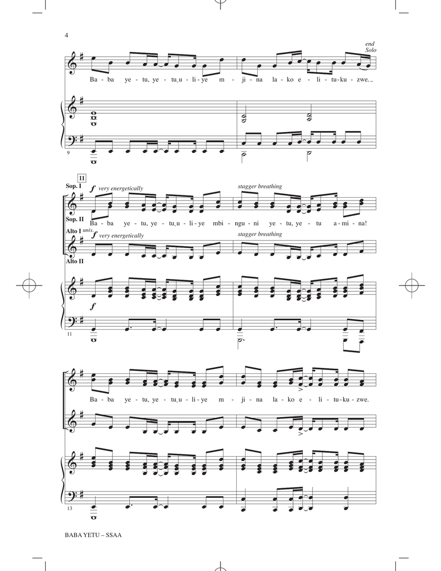 Baba Yetu (from Civilization IV) (arr. Roger Emerson) SSA scores gallery preview page 2