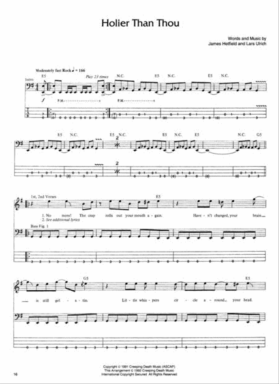 Metallica Metallica Bass Guitar Tablature scores gallery preview page 2