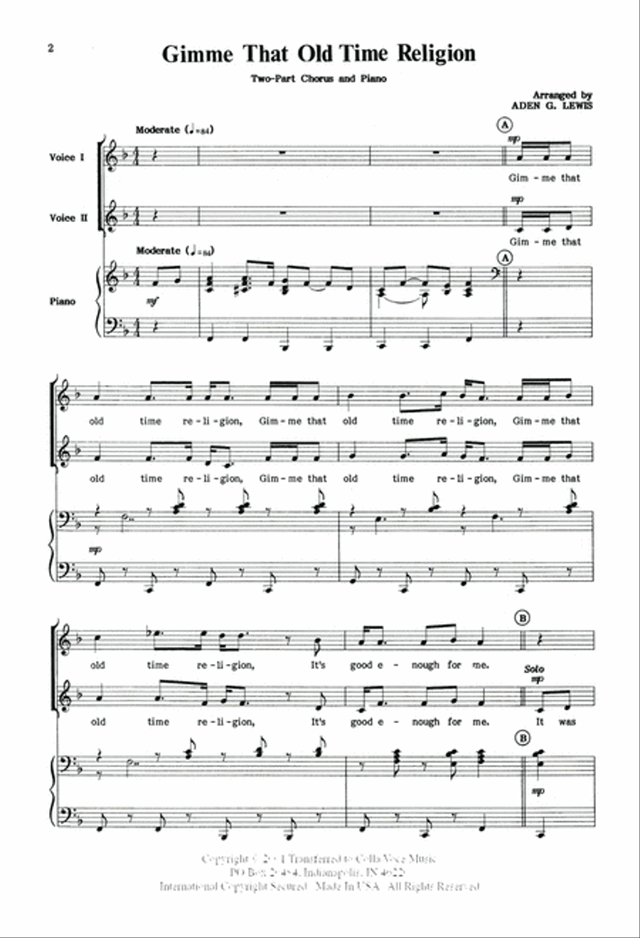 Gimme That Old Time Religion TB scores gallery preview page 2