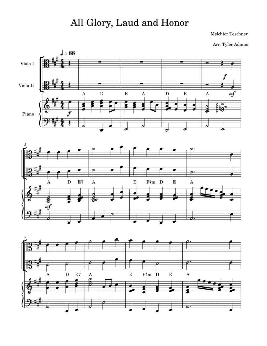 All Glory, Laud and Honor (Viola Duet and Piano) String Duet scores gallery preview page 1