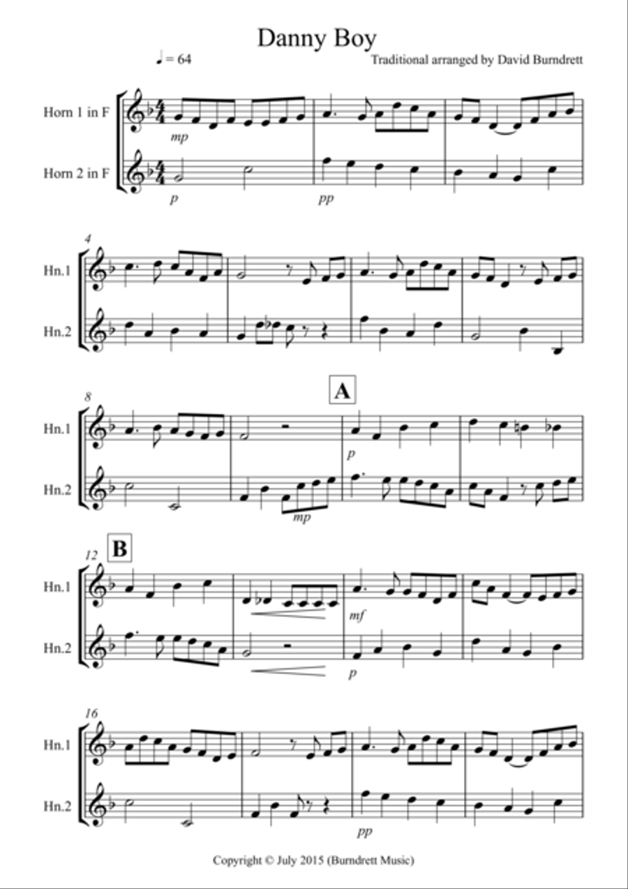 Danny Boy for French Horn Duet Danny Boy for French Horn Duet Brass Duet scores gallery preview page 1