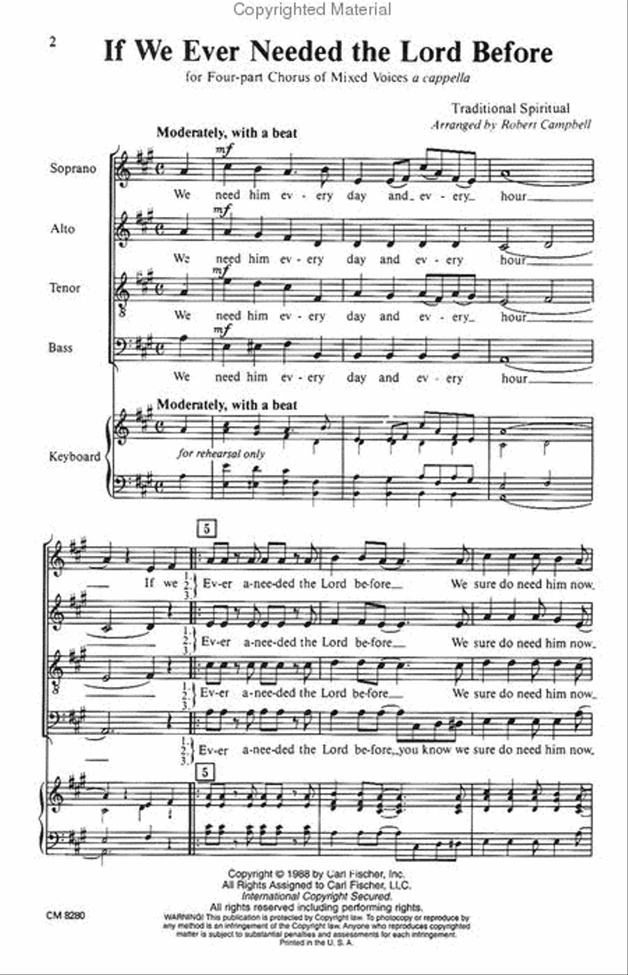 If We Ever Needed the Lord Before 4-Part scores gallery preview page 2