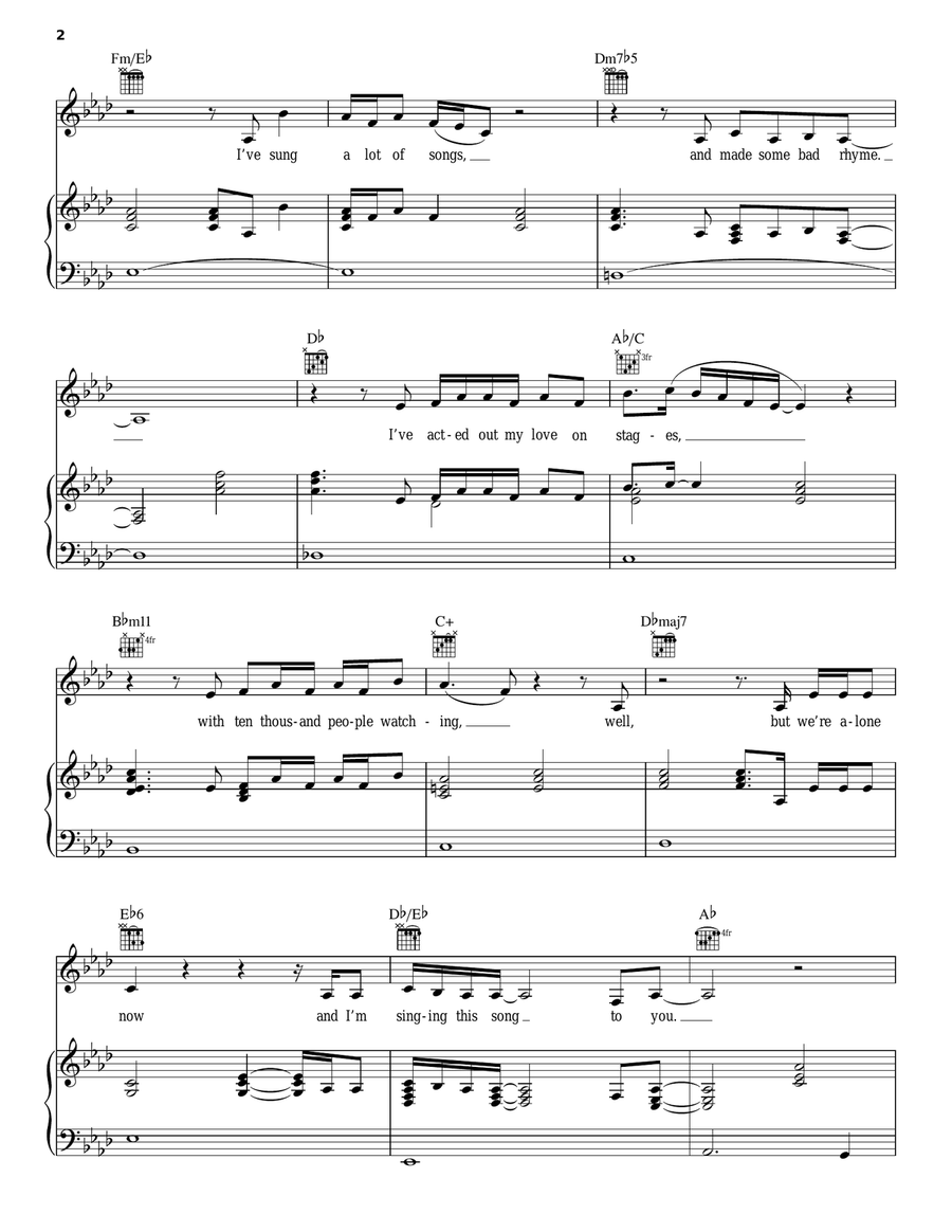 A Song For You Piano, Vocal, Guitar scores gallery preview page 2