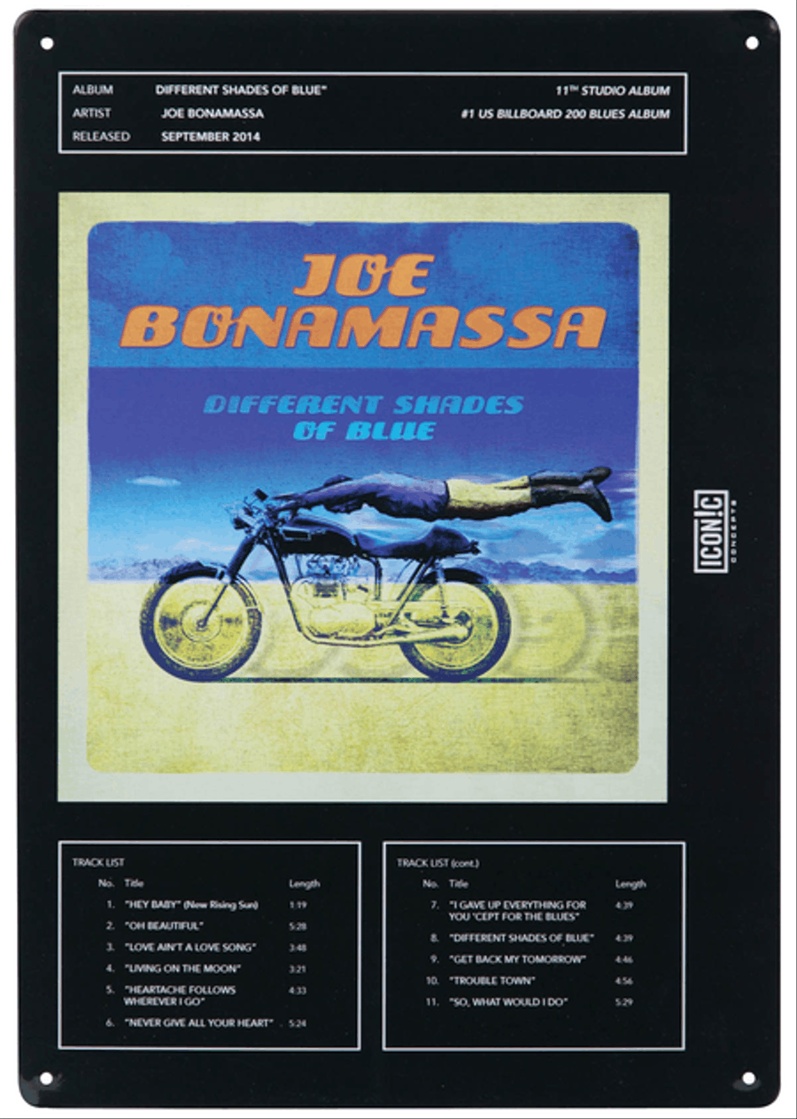 Joe Bonamassa Tin Sign – Different Shades of Blue School and Community scores gallery preview page 1