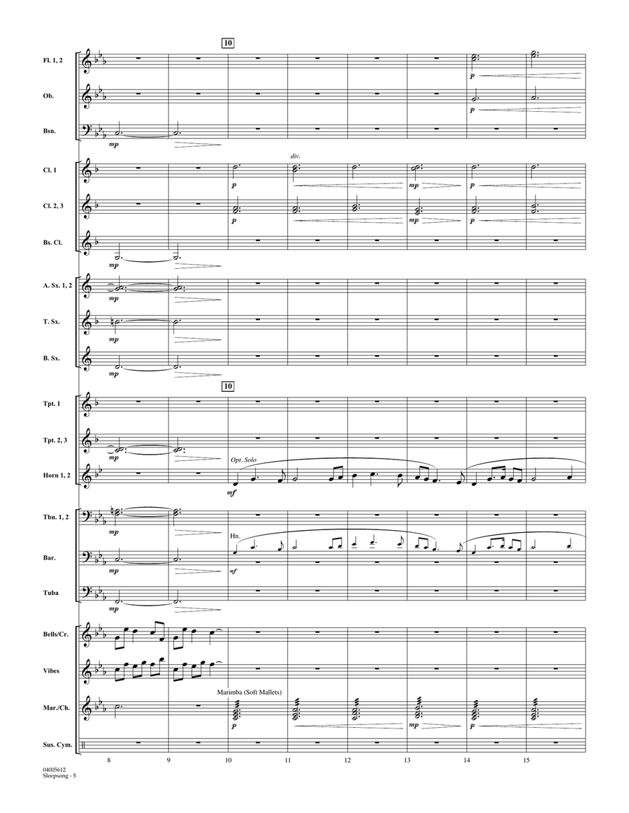 Sleepsong (arr. Michael Sweeney) - Conductor Score (Full Score) Concert Band scores gallery preview page 5