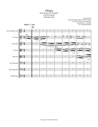 Allegro (from "Sonata for Trumpet") (Bb) (Trumpet Solo with String Septet - 2 Violins, 2 Violas, 2 C