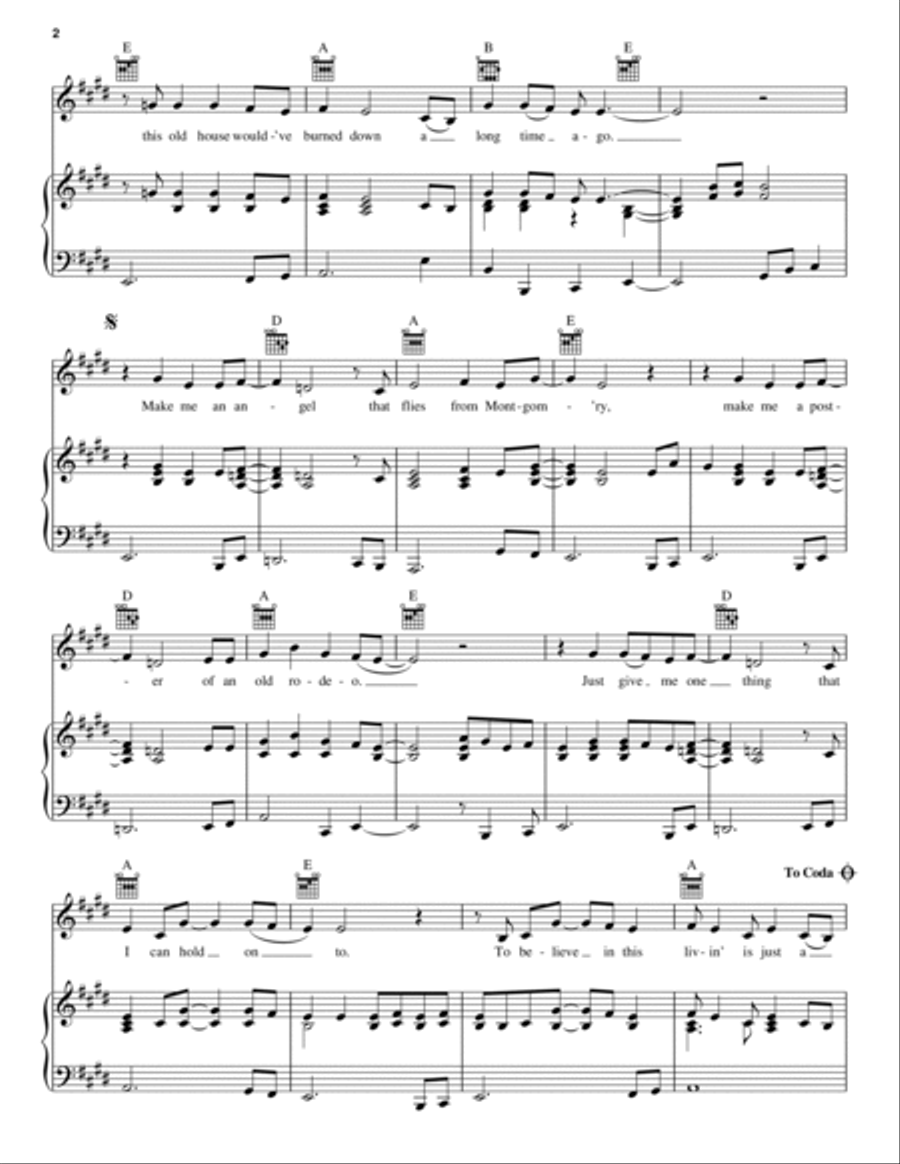 Angels From Montgomery Piano, Vocal, Guitar scores gallery preview page 2