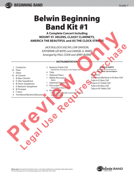 Belwin Beginning Band Kit #1 image number null