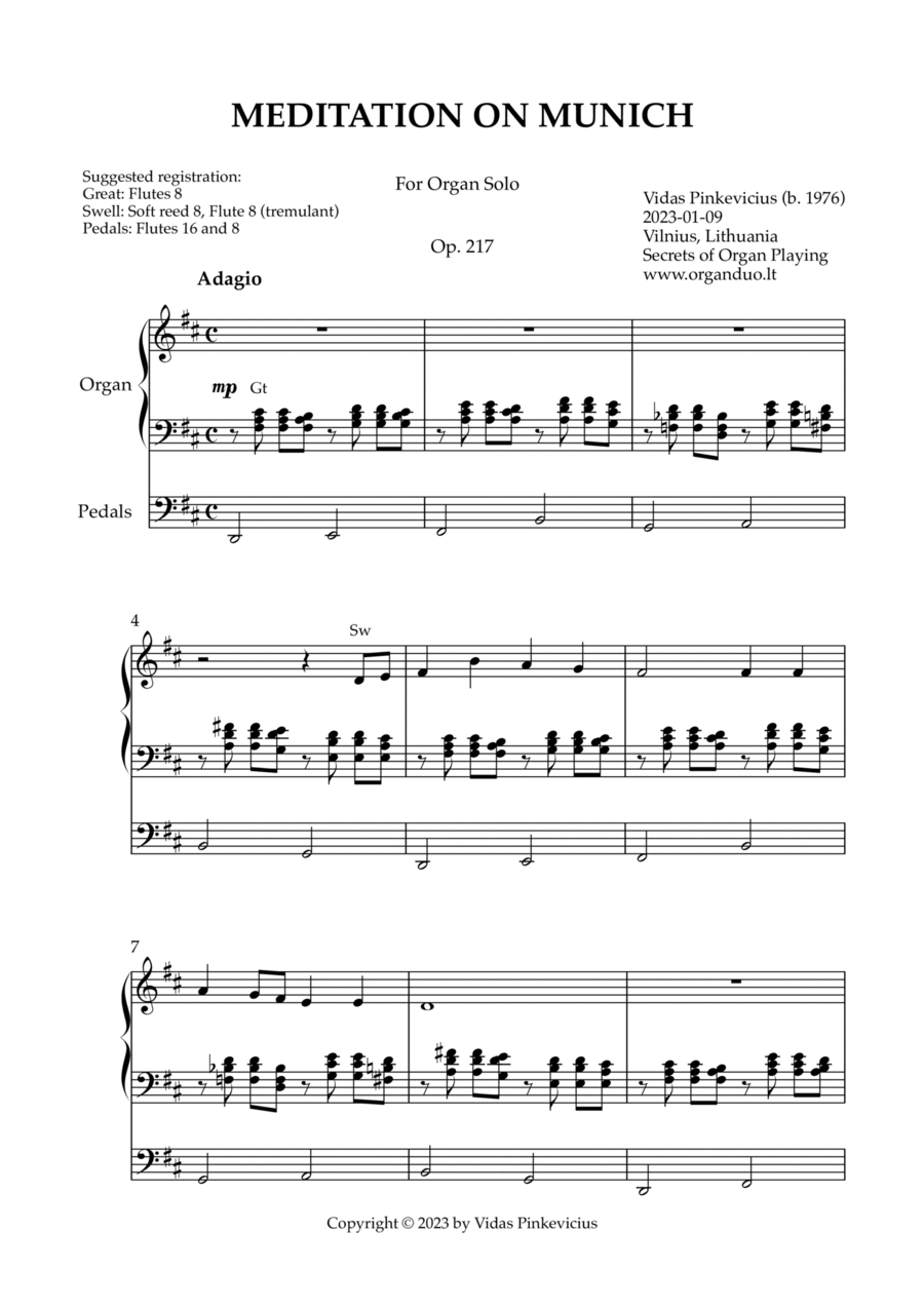 Meditation on Munich, Op. 217 (Organ Solo) by Vidas Pinkevicius Organ Solo scores gallery preview page 1