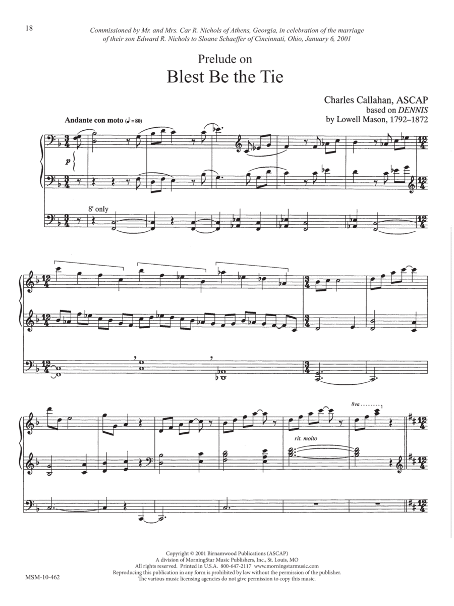 Prelude on “Blest Be the Tie” Organ scores gallery preview page 1