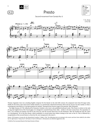 Book cover for Presto (Grade 5, list A2, from the ABRSM Piano Syllabus 2021 & 2022)