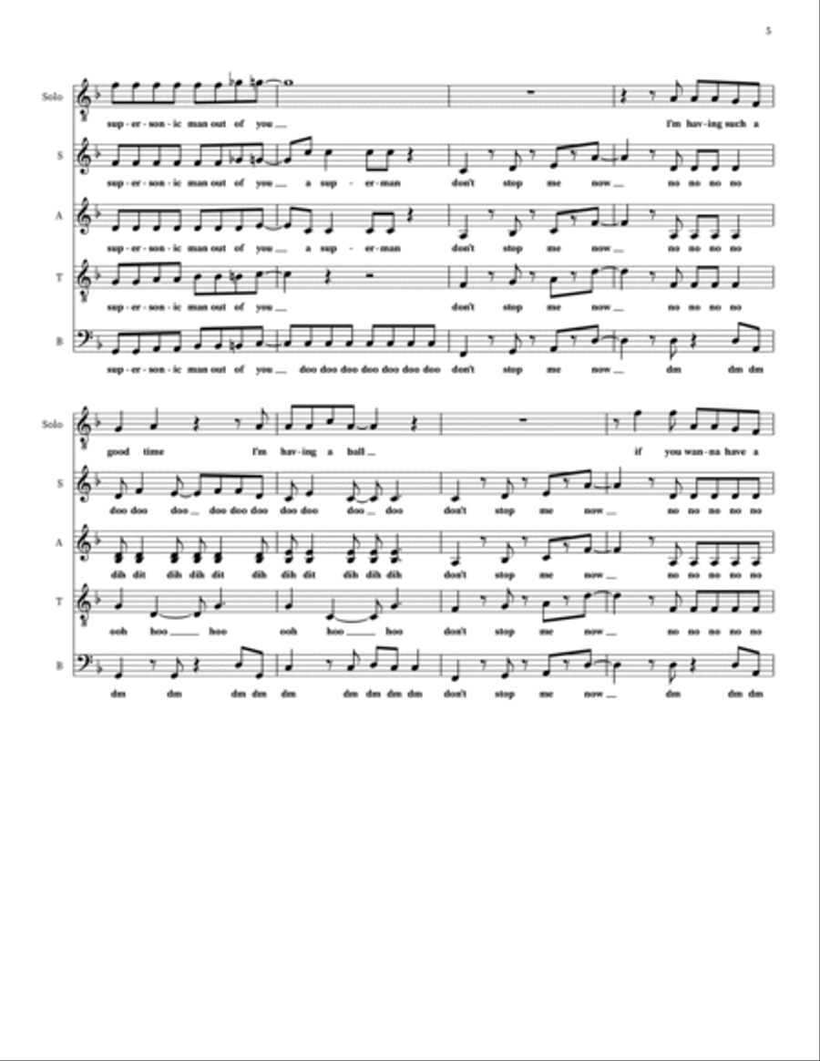 Don't Stop Me Now 4-Part scores gallery preview page 5