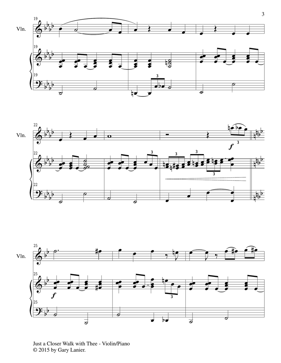 JUST A CLOSER WALK WITH THEE (Duet – Violin and Piano/Score and Parts) Violin scores gallery preview page 4