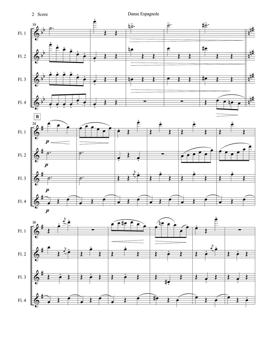 Danse Espagnole for Flute Quartet Flute Quartet scores gallery preview page 3