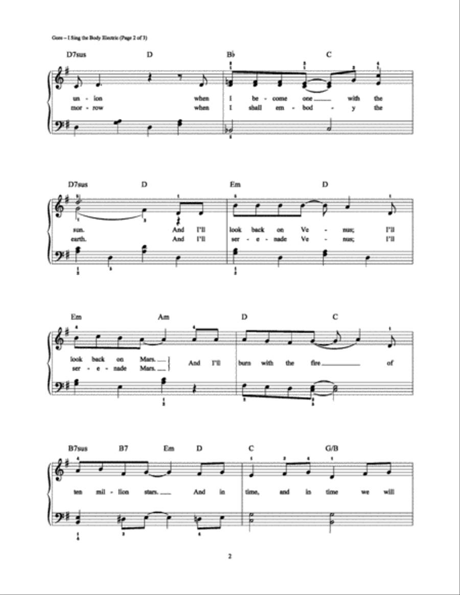I Sing the Body Electric Easy Piano scores gallery preview page 2
