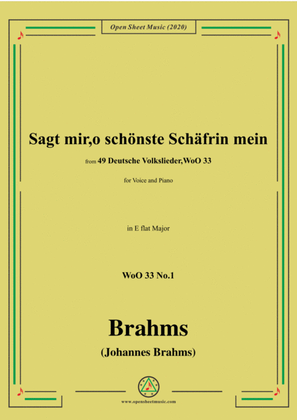 Book cover for Brahms-Sagt mir,o schönste Schäfrin mein,WoO 33 No.1,in E flat Major,for Voice&Pno