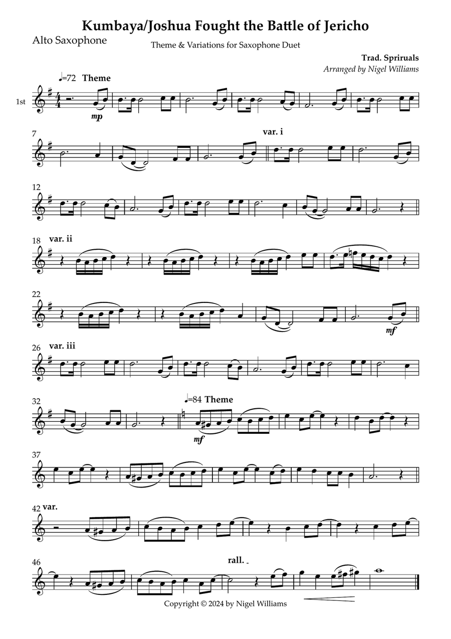 Kumbaya/Joshua Fought the Battle of Jericho Woodwind Duet scores gallery preview page 1