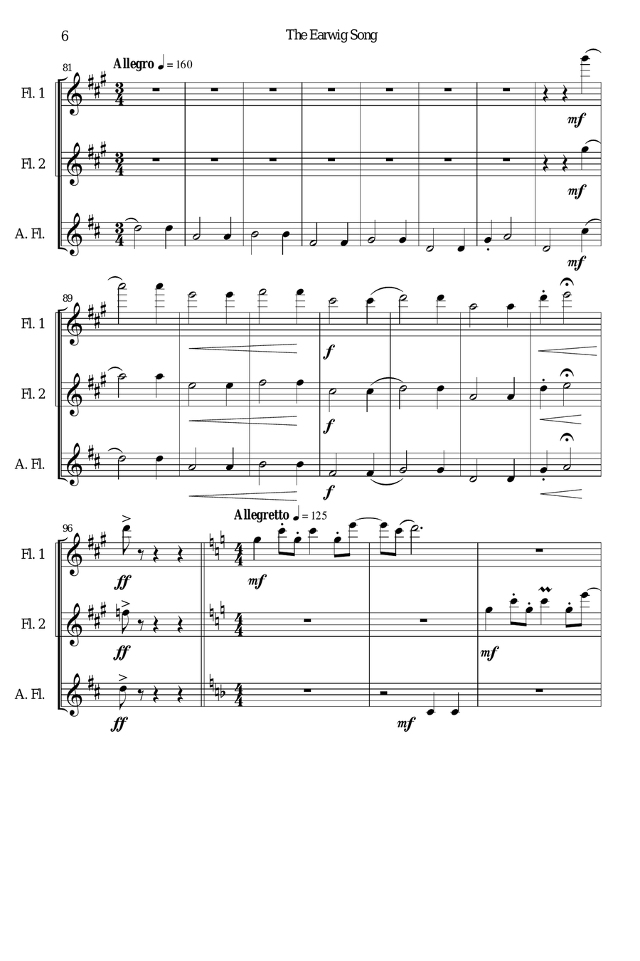 The Earwig song flute trio (SSA) SSA scores gallery preview page 6
