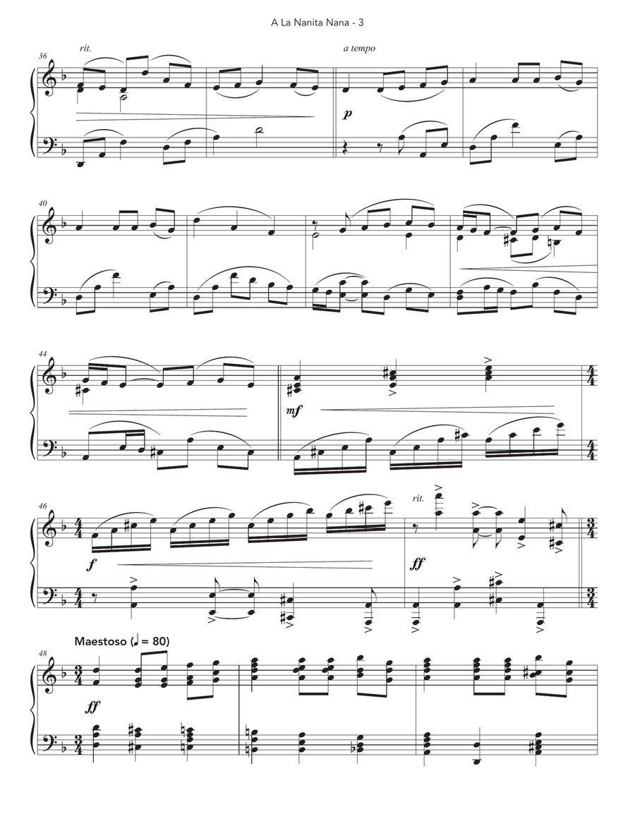 A La Nanita Nana Piano Solo scores gallery preview page 3