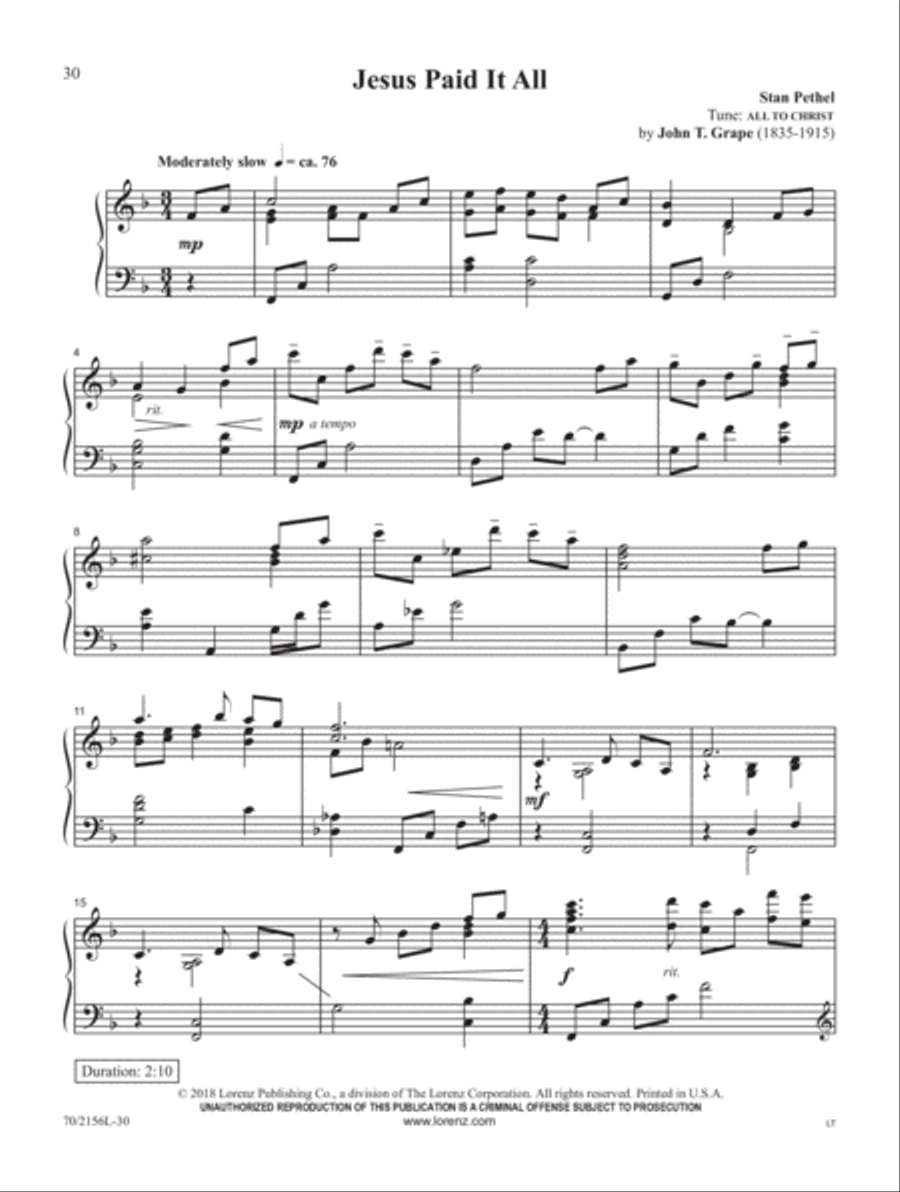 Blessed Redeemer Piano Solo scores gallery preview page 11