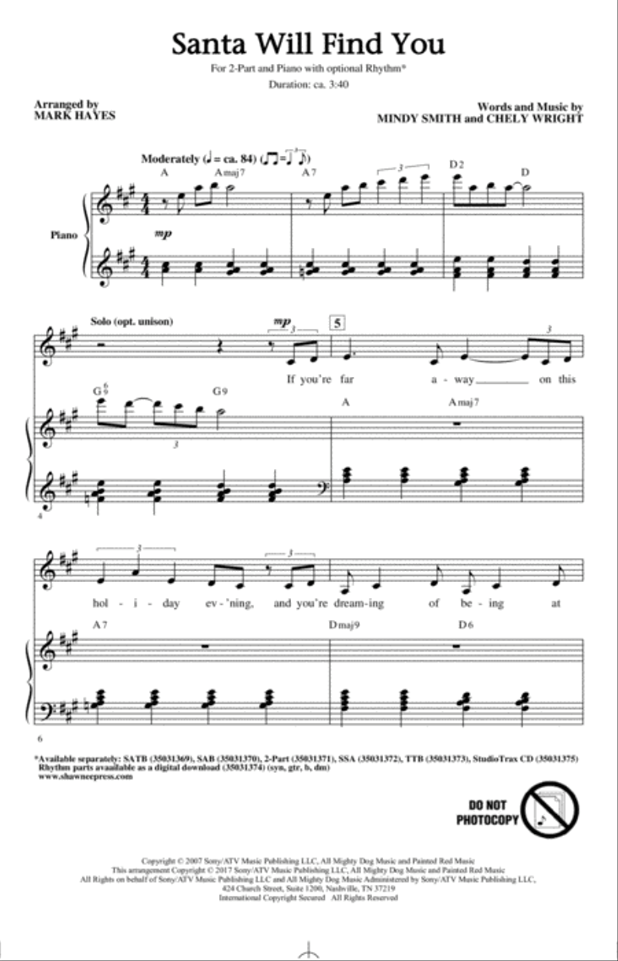 Santa Will Find You Santa Will Find You 2-Part scores gallery preview page 1