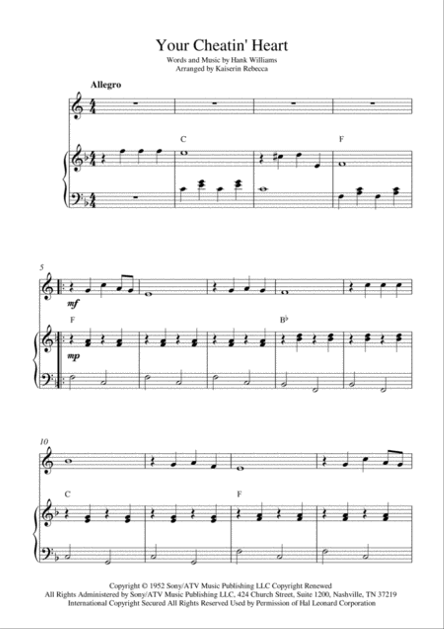 Your Cheatin' Heart Your Cheatin' Heart English Horn scores gallery preview page 1