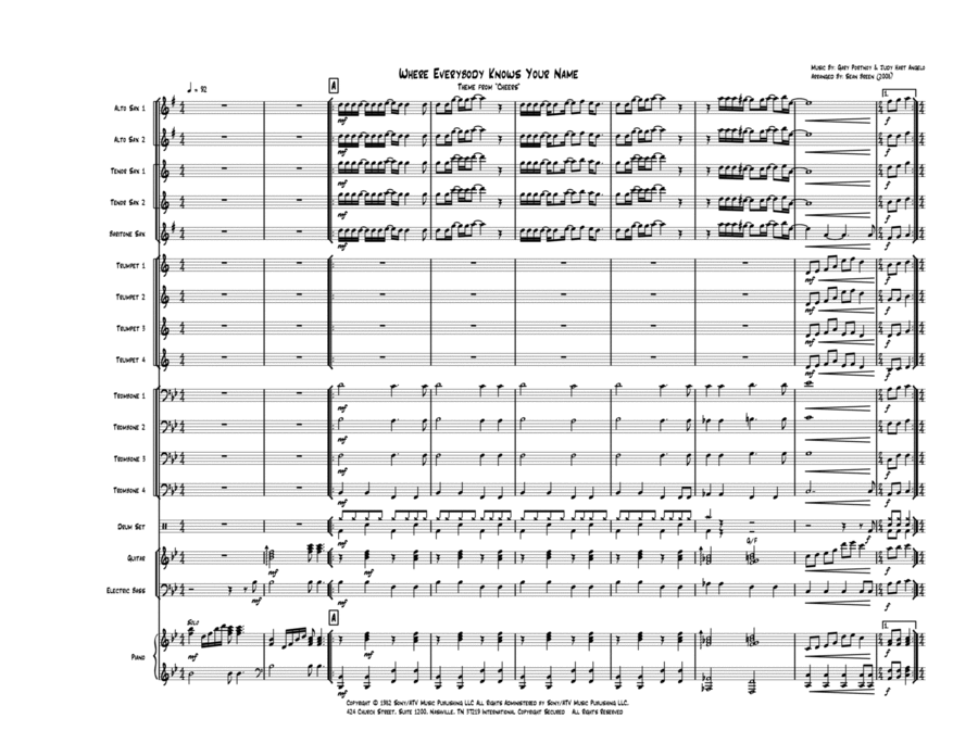 Where Everybody Knows Your Name Jazz Ensemble scores gallery preview page 1