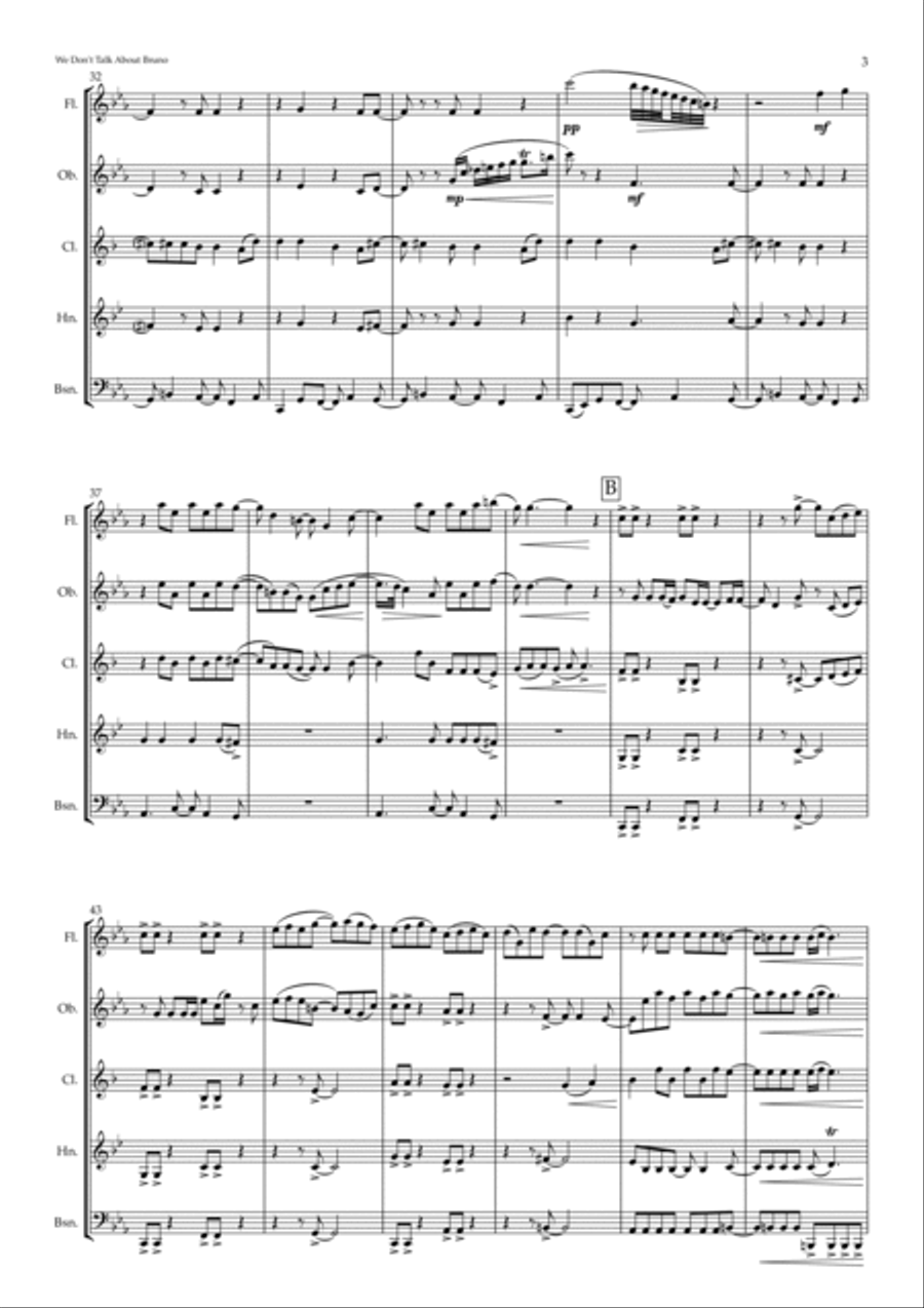 We Don't Talk About Bruno Woodwind Quintet scores gallery preview page 3
