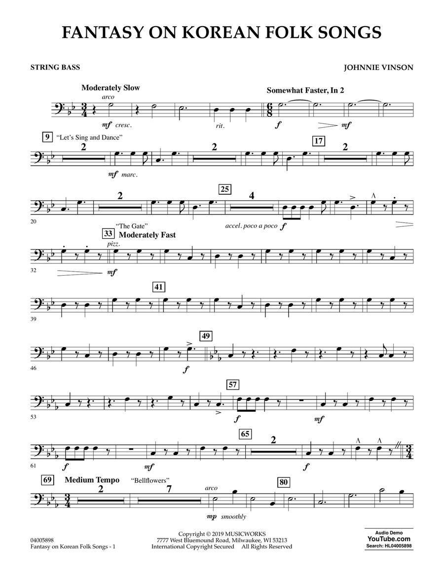 Fantasy on Korean Folk Songs - Bass Concert Band scores gallery preview page 1