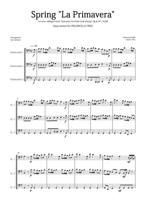 Book cover for "Spring" (La Primavera) by Vivaldi - Easy version for CELLO TRIO