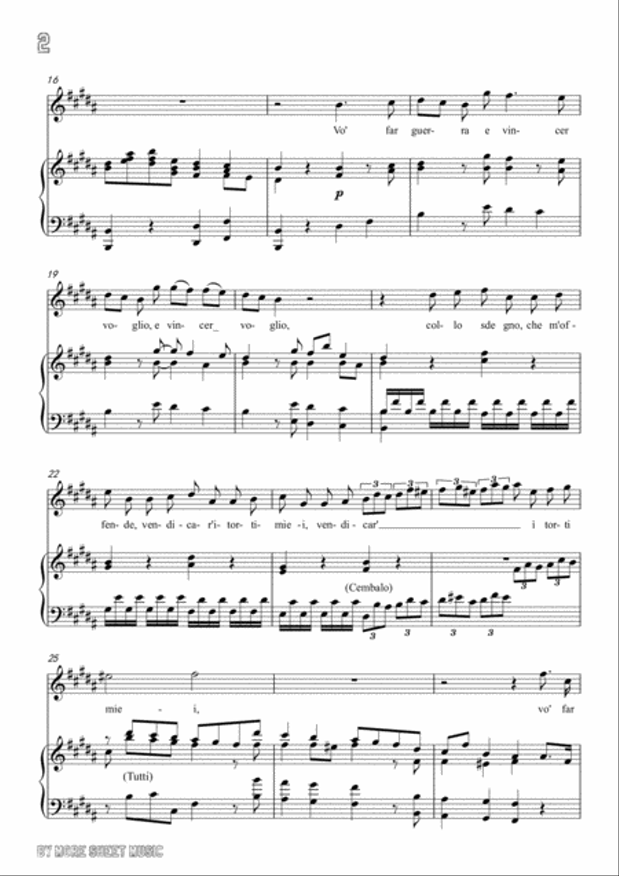 Handel-Vo' far guerra in B Major,for Voice and Piano Voice Solo scores gallery preview page 4