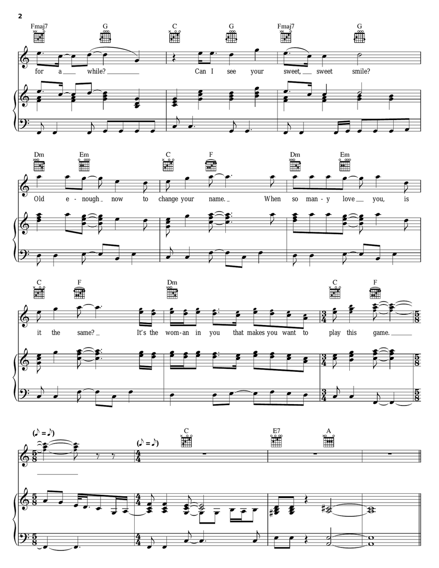 Cowgirl In The Sand Piano, Vocal, Guitar scores gallery preview page 2