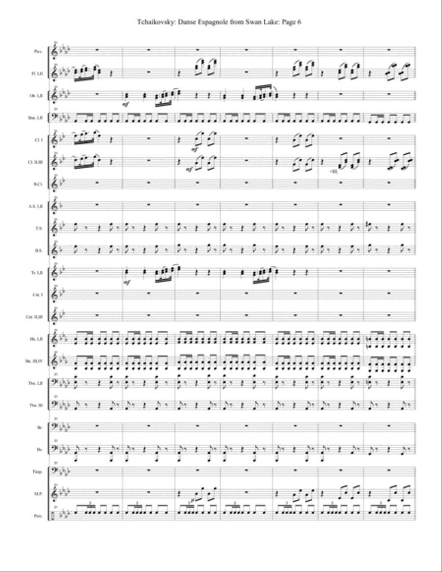 Swan Lake Danse Espagnole - Extra score (Band) Concert Band scores gallery preview page 6