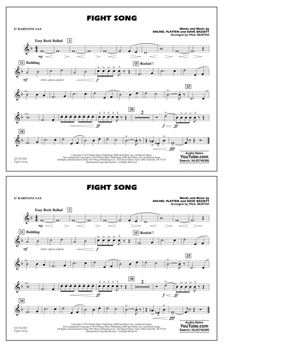 Fight Song (arr. Paul Murtha) - Eb Baritone Sax