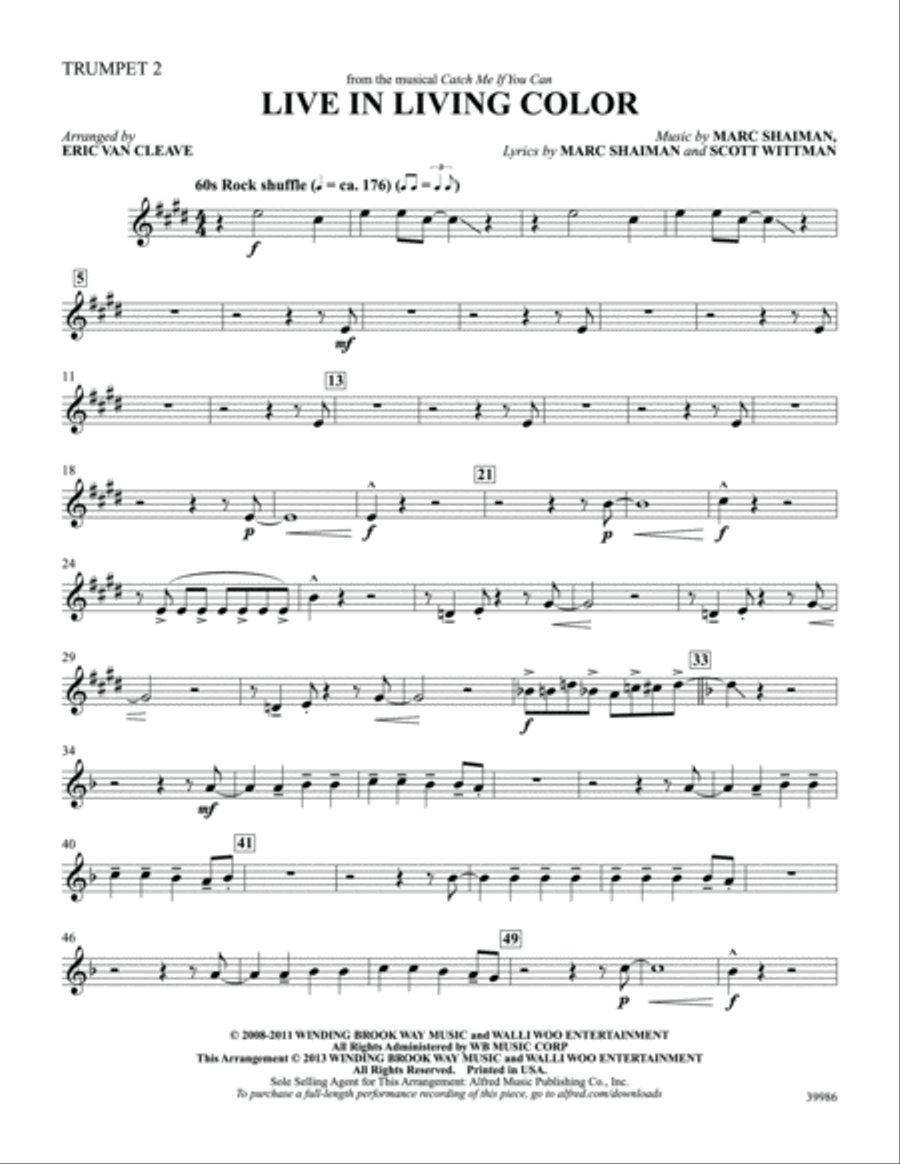 Live in Living Color (from the musical Catch Me If You Can): 2nd B-flat Trumpet B-Flat Trumpet scores gallery preview page 1